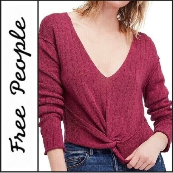 Free People Got Me Twisted Long Sleeve Top in Cosmic Berry - Medium New With Tag - Picture 1 of 3